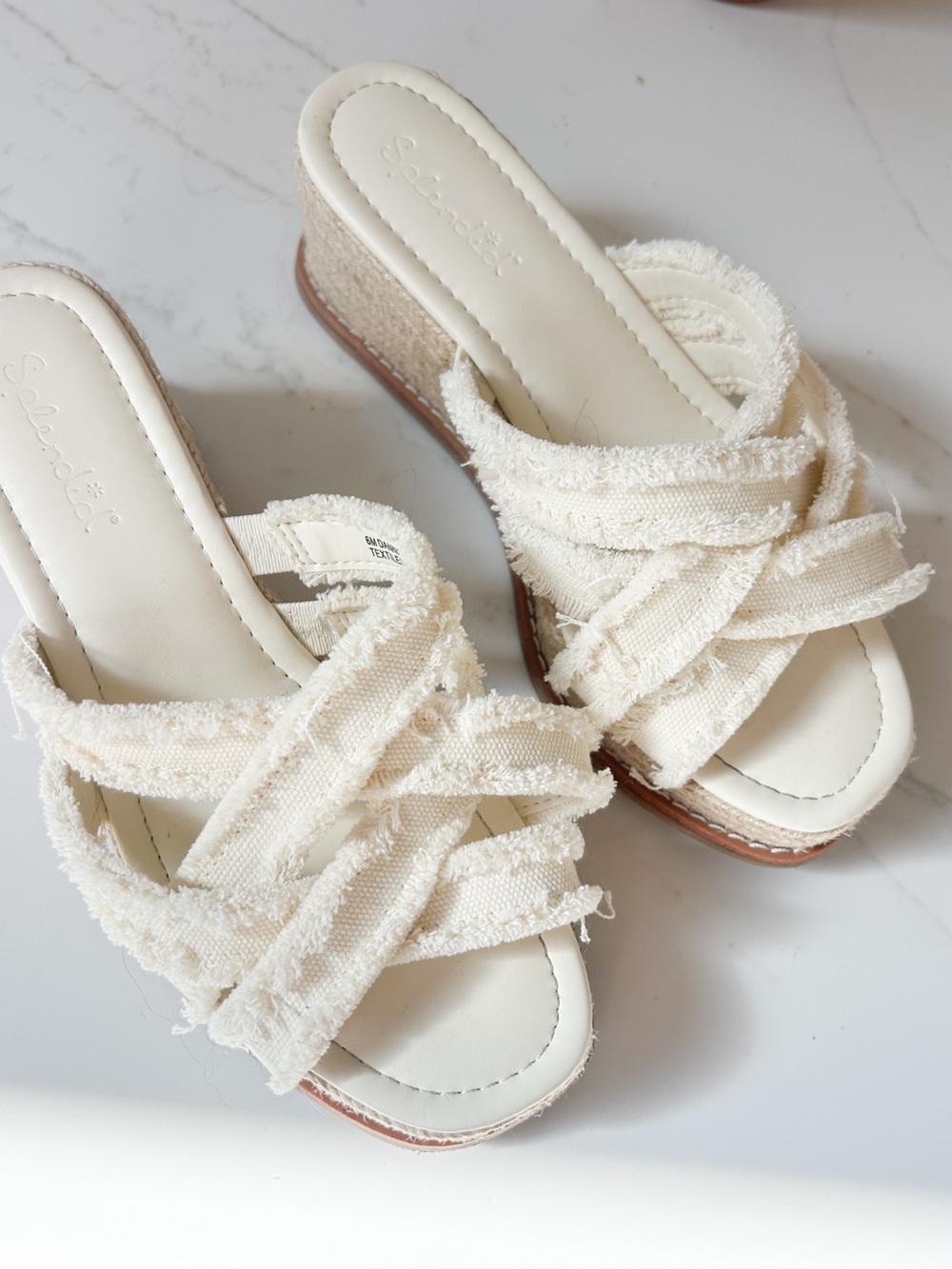 Splendid Woven Cream Platform Slide Sandals (size 6) ** excellent condition!